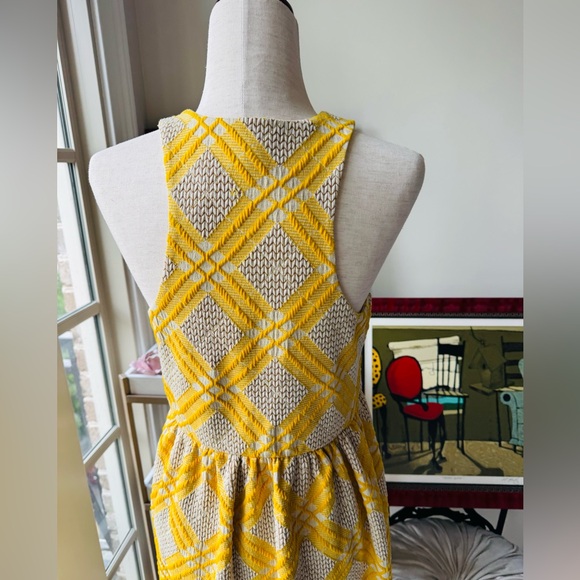 Ya Los Angeles Yellow and Cream Plaid Midi Dress - Picture 5 of 7